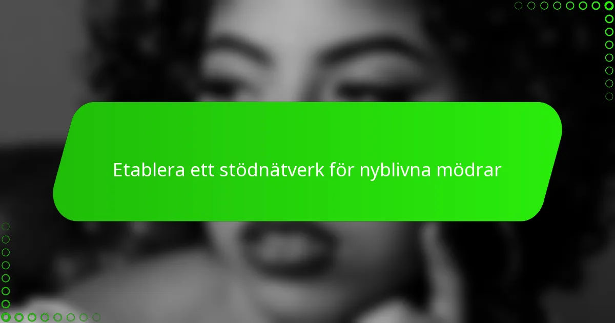 Etablera ett stödnätverk för nyblivna mödrar