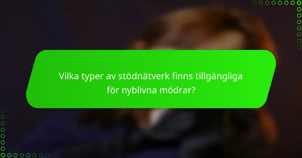 Vilka typer av stödnätverk finns tillgängliga för nyblivna mödrar?